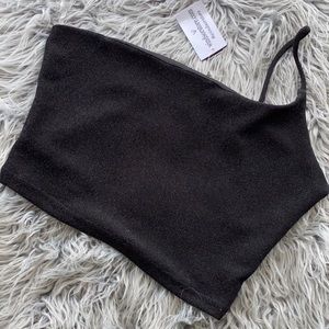 Windsor one strap off the shoulder cropped top